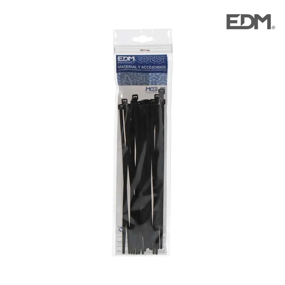 Abra&ccedil;adeiras Pretas 200x4,8mm Saco 25 Unidades Edm