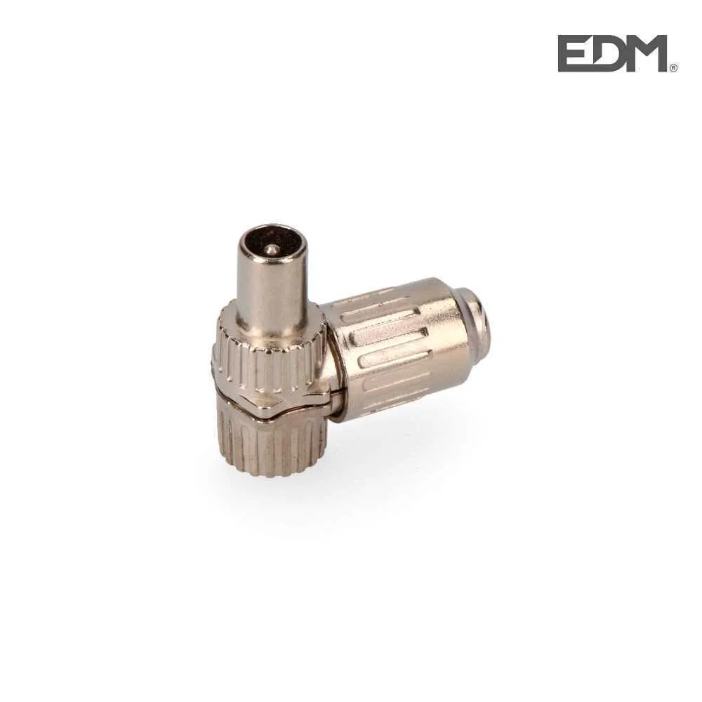Ficha Macho Tv Metalica Curva 9,5mm Edm Embalada