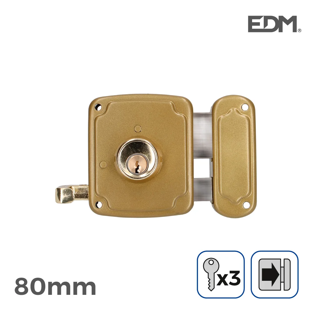 Fechadura Direita 80mm 3 Chaves Incluidas Edm