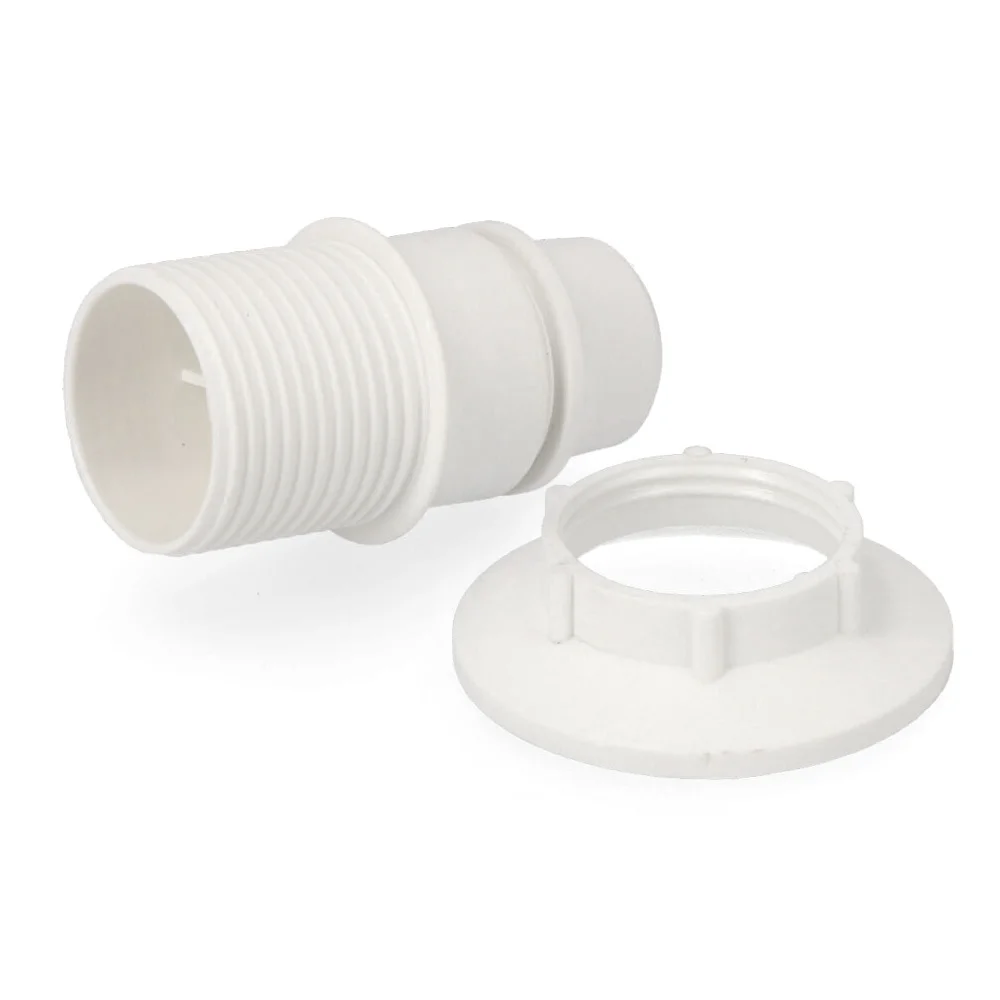 Casquilho E-14 Semi-Rosca + Anilha Branco Retract.