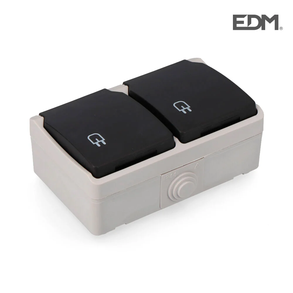 Tomada Dupla T/Tl Estanque Economica Ip44 Retracti
