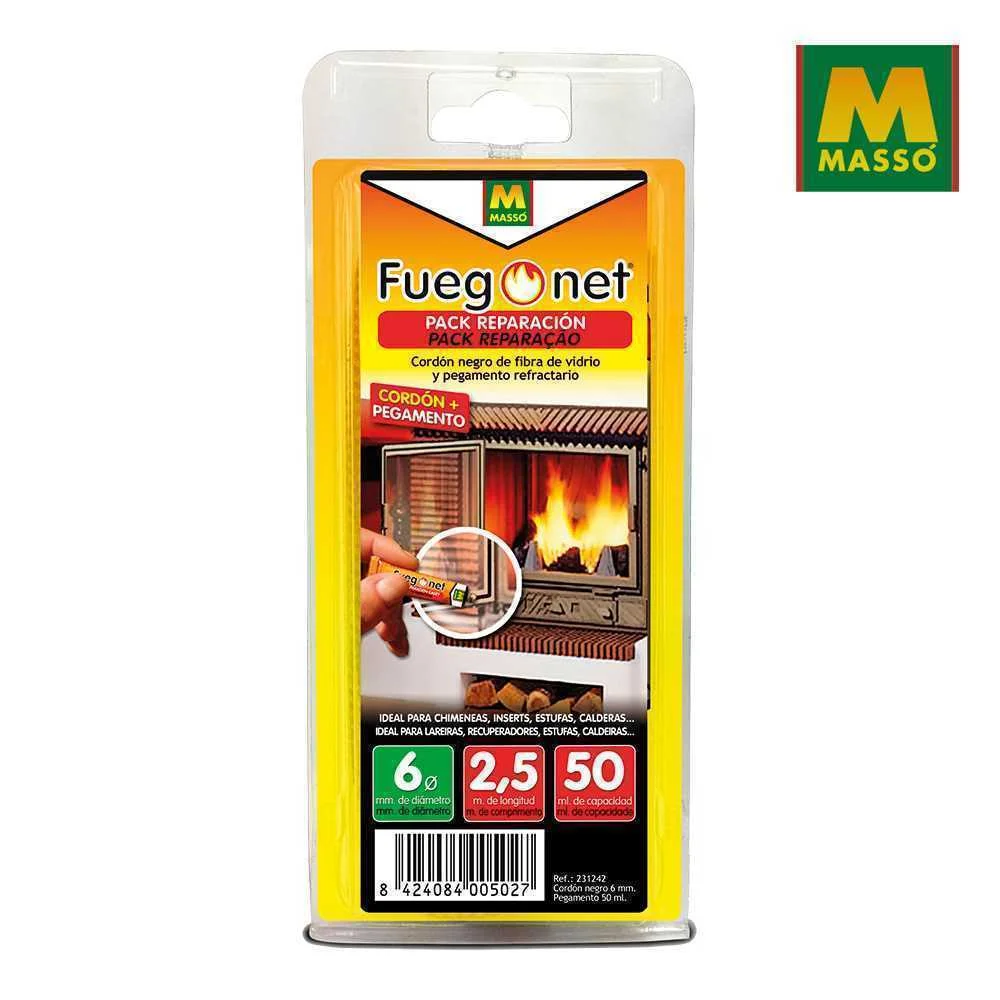 Pack Repara&ccedil;&atilde;o: Cord&atilde;o Isolante &Oslash;6 + Cola 50ml 2,5m Fuegonet 231242 Mass&oacute;