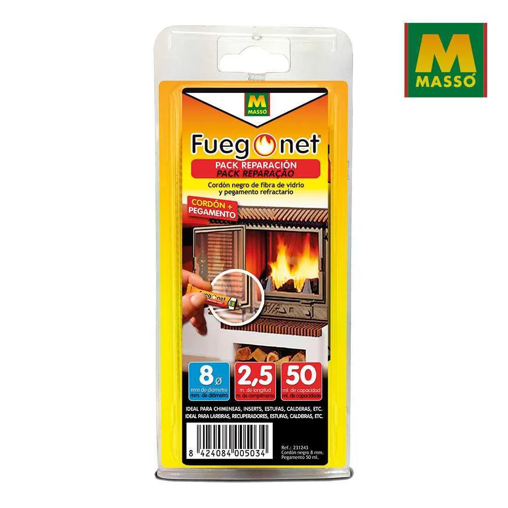 Pack Repara&ccedil;&atilde;o: Cord&atilde;o Isolante &Oslash;8 + Cola 50ml 2,5m Fuegonet 231243 Mass&oacute;