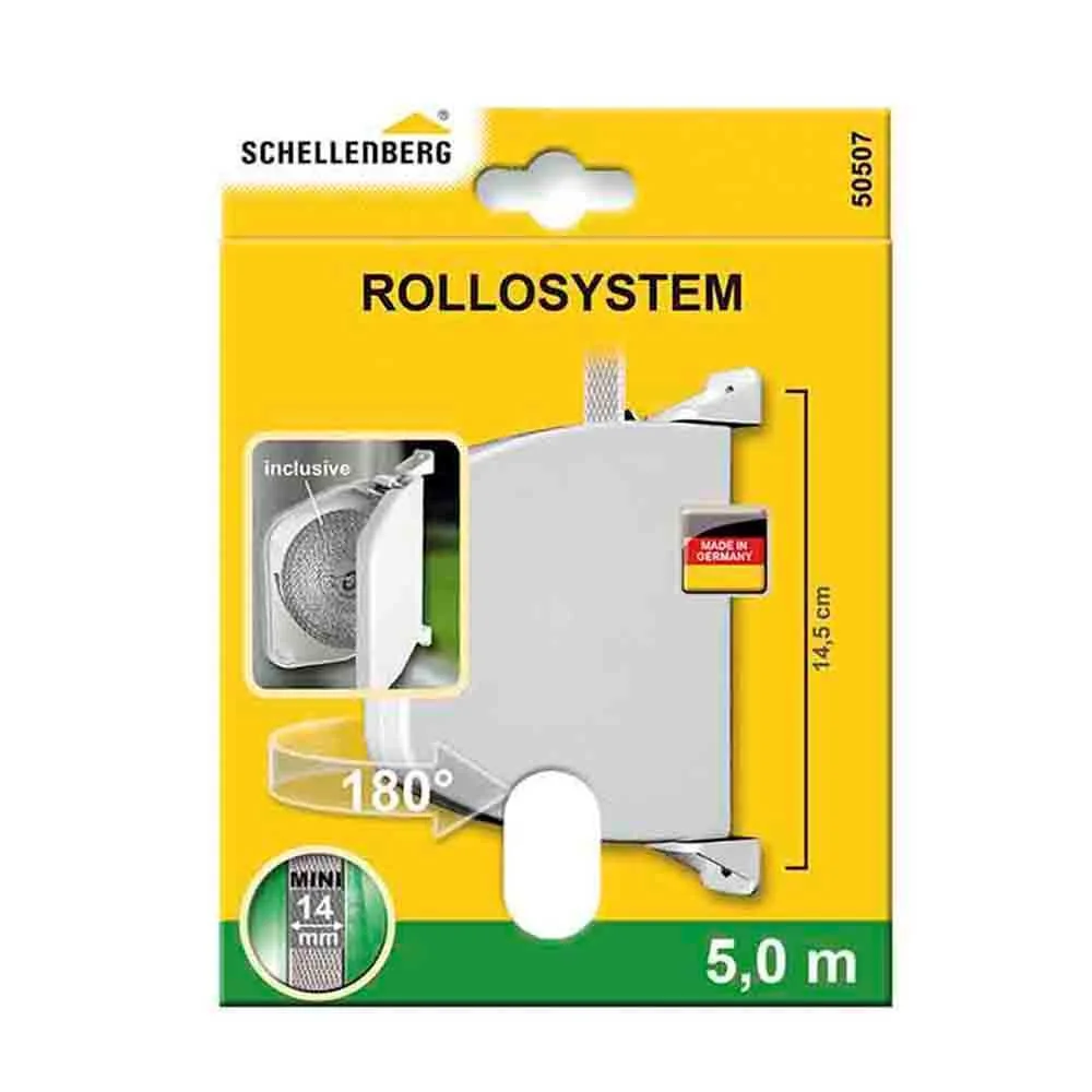 Enrolador de Exterior Giratorio 180&deg; com 5m de Fita Branco 28x159x120mm Schellenberg
