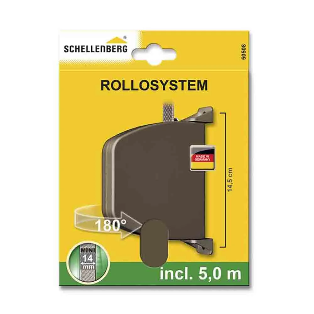 Enrolador de Exterior Giratorio 180&deg; com 5m de Fita Castanho 28x159x120mm Schellenberg