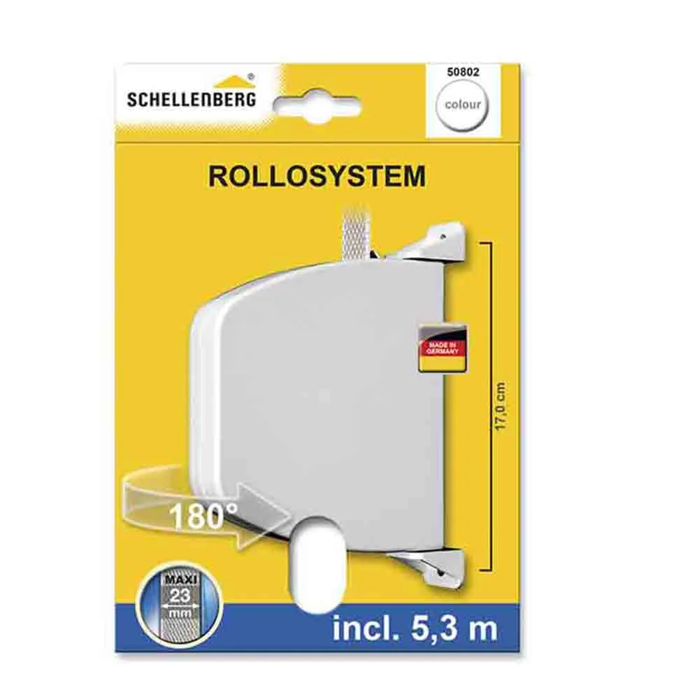 Enrolador de Exterior Giratorio 180&deg; com 5,3m de Fita Branco 34x188x156mm Schellenberg