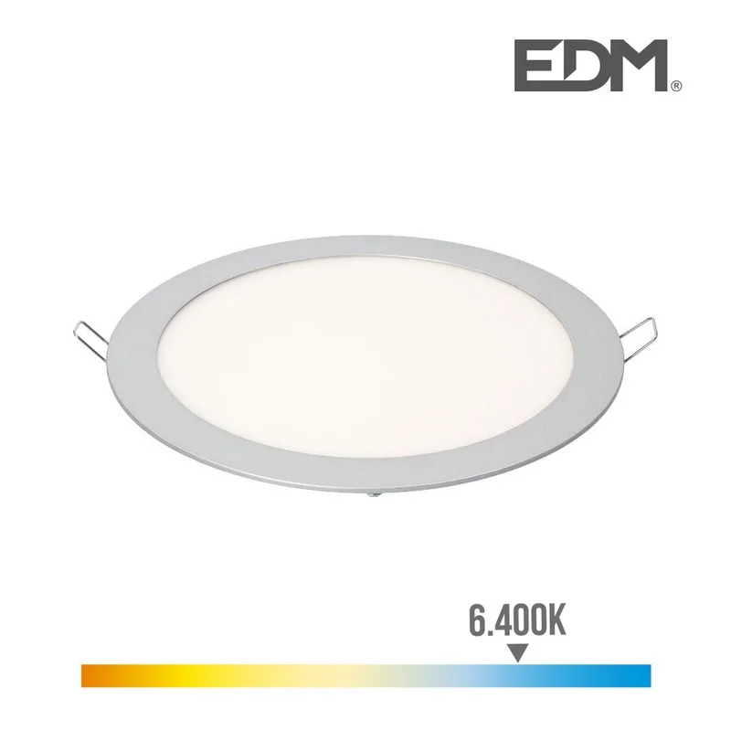 Downlight LED de Encastrar Redondo 20w Luz Fria 6400k 1500lm Cromado &Oslash;22,5cm Edm
