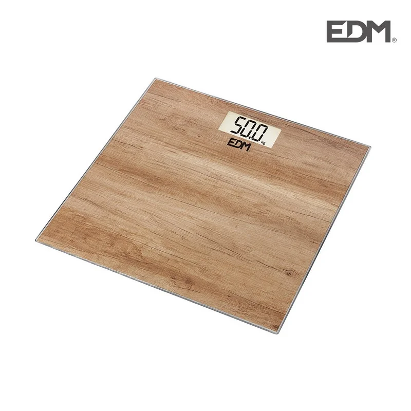 B&aacute;scula Digital de Ba&ntilde;o Edm Cristal Madera 180 Kg.