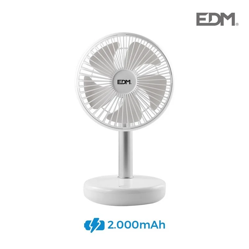 Ventoinha de Mesa Recarreg&aacute;vel  Branco 5w  Aspas.