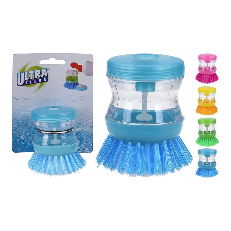 Escova de Limpeza das M&atilde;os, para Pratos, Etc. com Dispensador de Sab&atilde;o &Oslash;5x9cm Cores Distribu&iacute;das