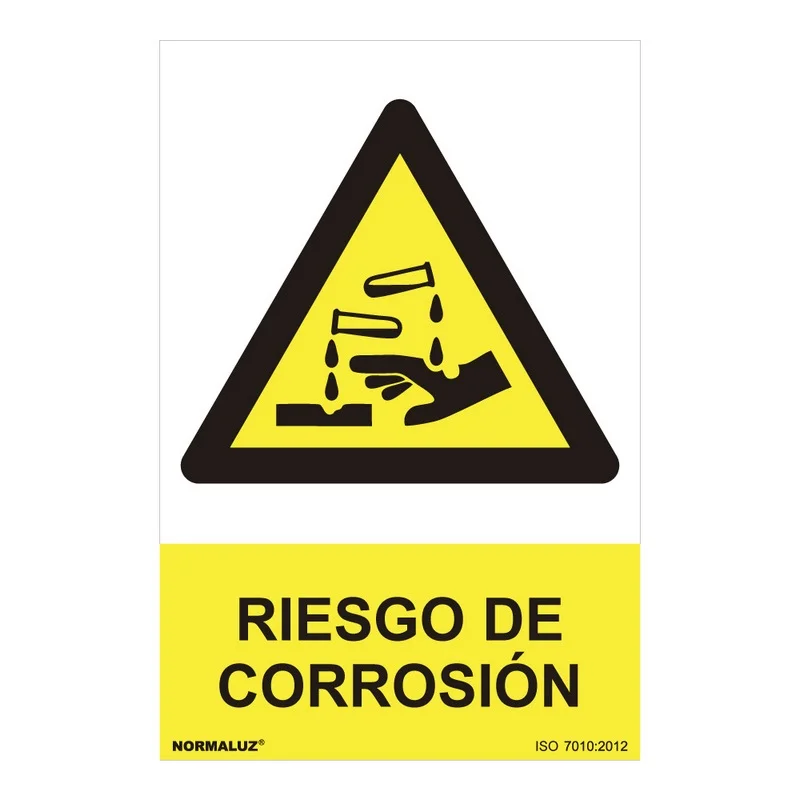 Sinal Perigo 'risco de Corros&atilde;o' (Pvc 0.7mm) 30x40