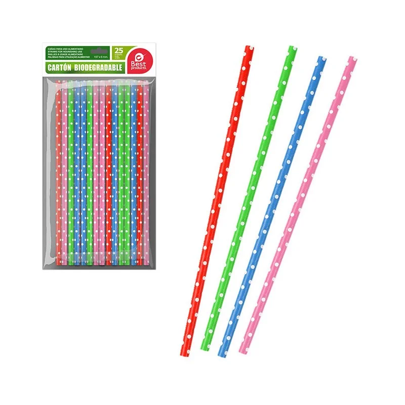 Saco 25 Unid. Palhinhas Cores Sortidos Papel&atilde;o Best Products Green
