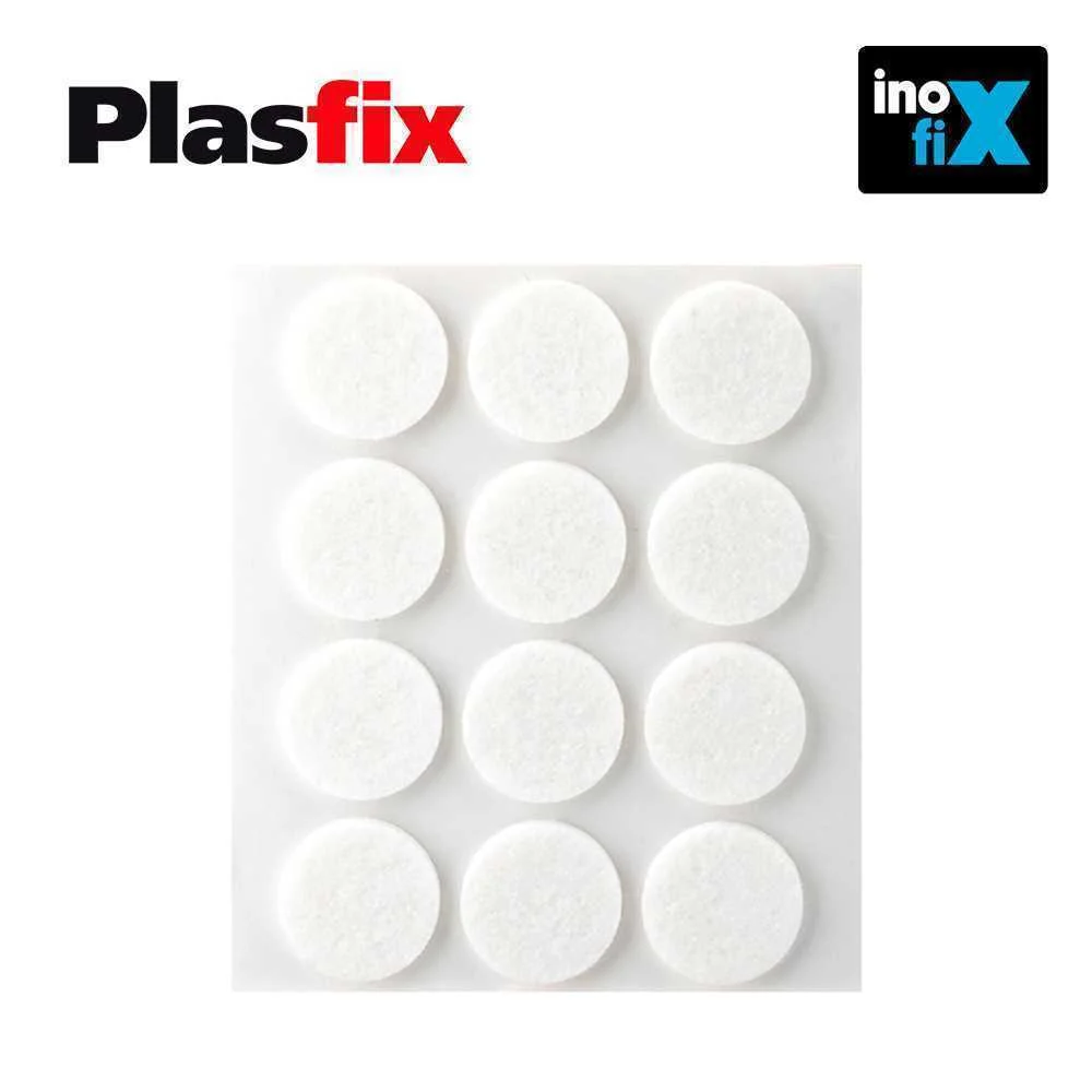 Pack 12 Feltros Adesivos Sinteticos Brancos, &Oslash;22mm Plasfix Inofix