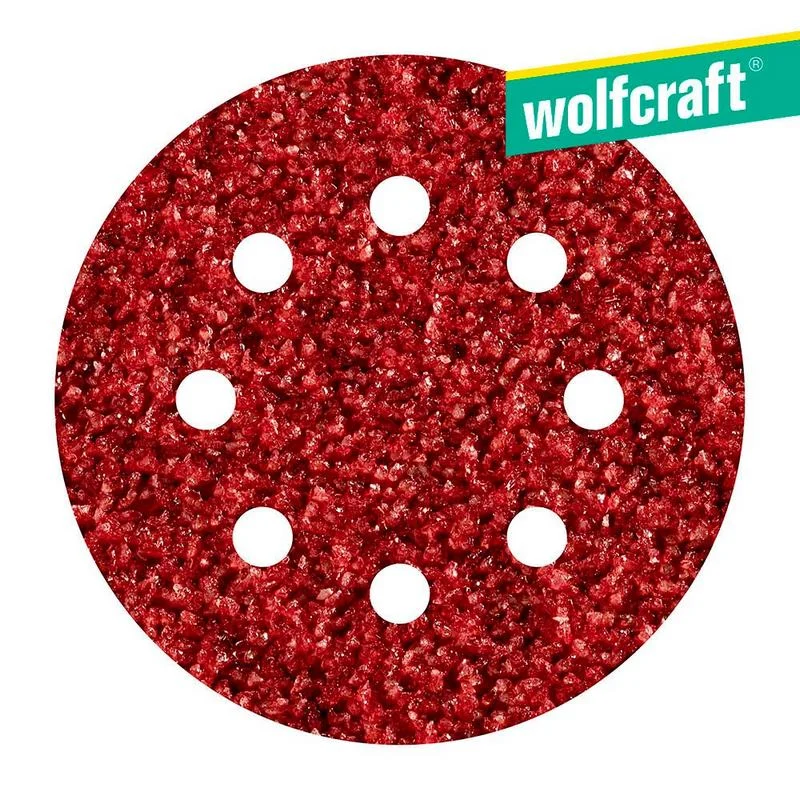 Pack 5 Lixas Adesivas, Corindon Grao 40 Perfuradas &Oslash;125mm 2069000 Wolfcraft