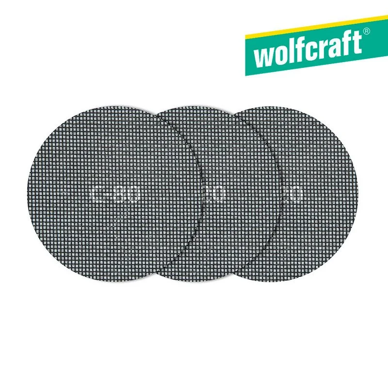 Pack 5 Tecidos de Rede Aderentes Carburo de Silicio Grao 80,120,220 &Oslash;125mm 8464000 Wolfcraft