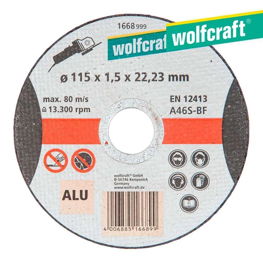 Disco de Corte para Aluminio &Oslash;115x1,5x22,23mm 1668999 Wolfcraft