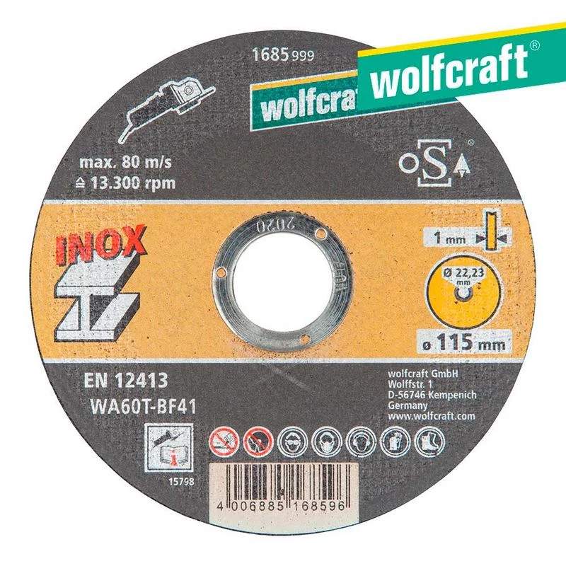 Disco de Corte de Precis&atilde;o para Inox &Oslash;115x1,0x22,23mm 1685999 Wolfccraft