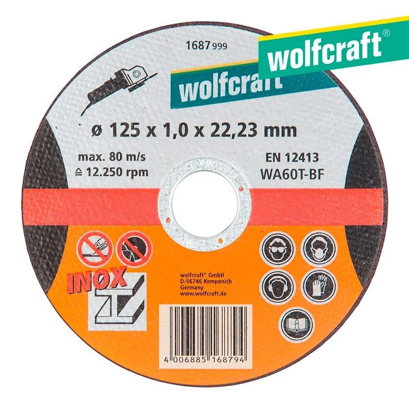Disco de Corte de Precis&atilde;o para Inox &Oslash;125x1,0x22,23mm 1687999 Wolfcraft