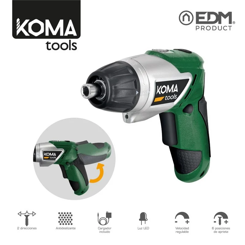 Aparafusador a Bateria Reversivel 3,6v Litio 1300mah 17,5x14,8cm Koma Tools