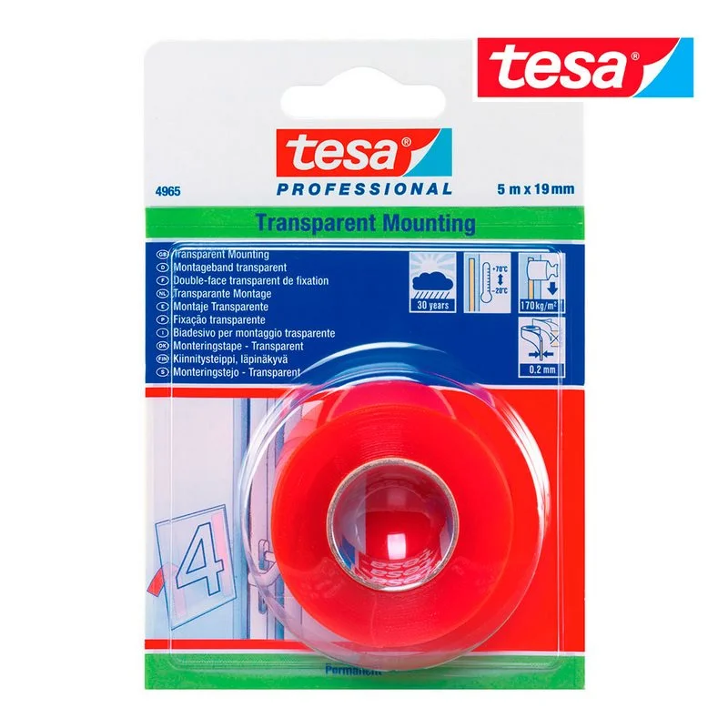 Fita Dupla Face Transparente Exterior Premium 5m .