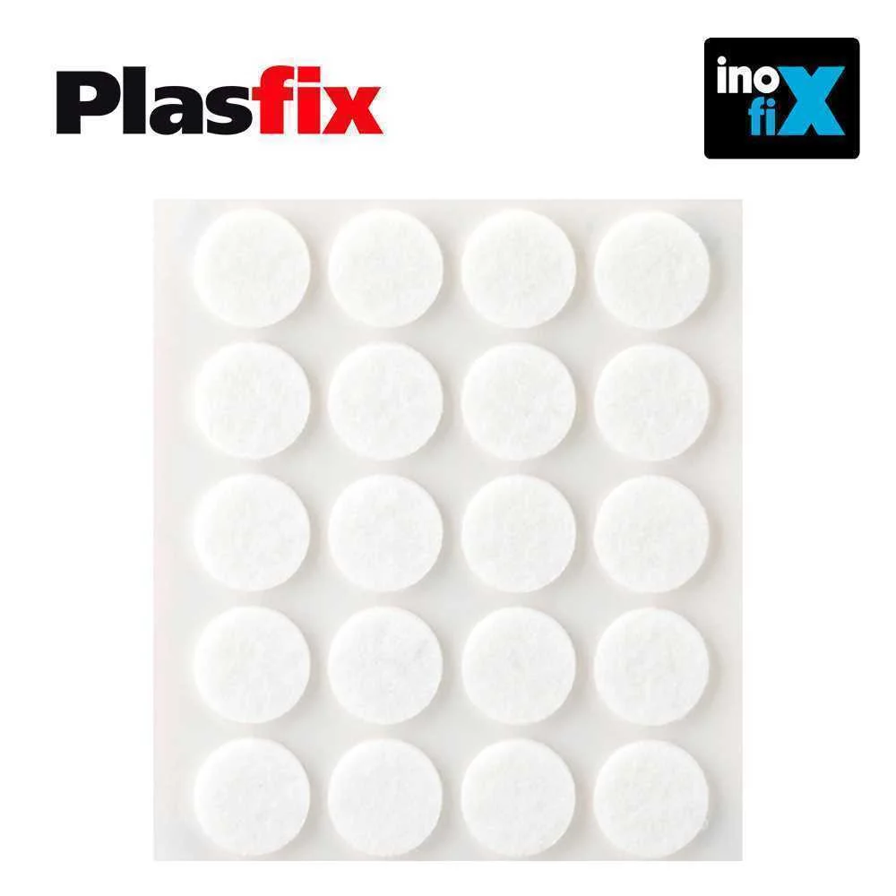 Pack 20 Feltros Adesivos Sinteticos Brancos, &Oslash;17mm Plasfix Inofix