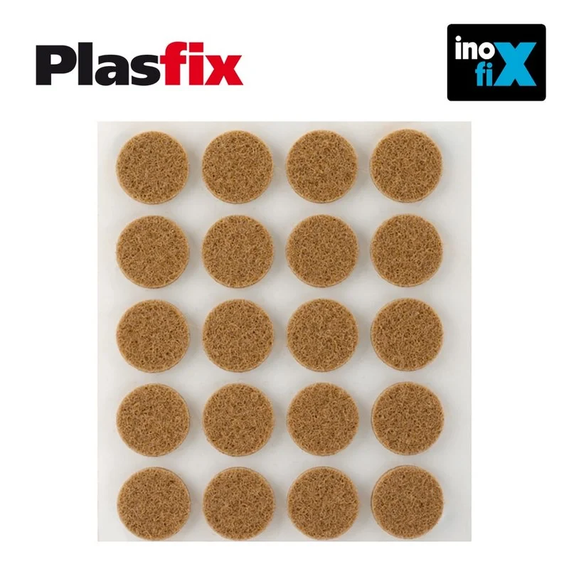 Pack 20 Feltros Adesivos Sinteticos Castanhos, &Oslash;17mm Plasfix Inofix
