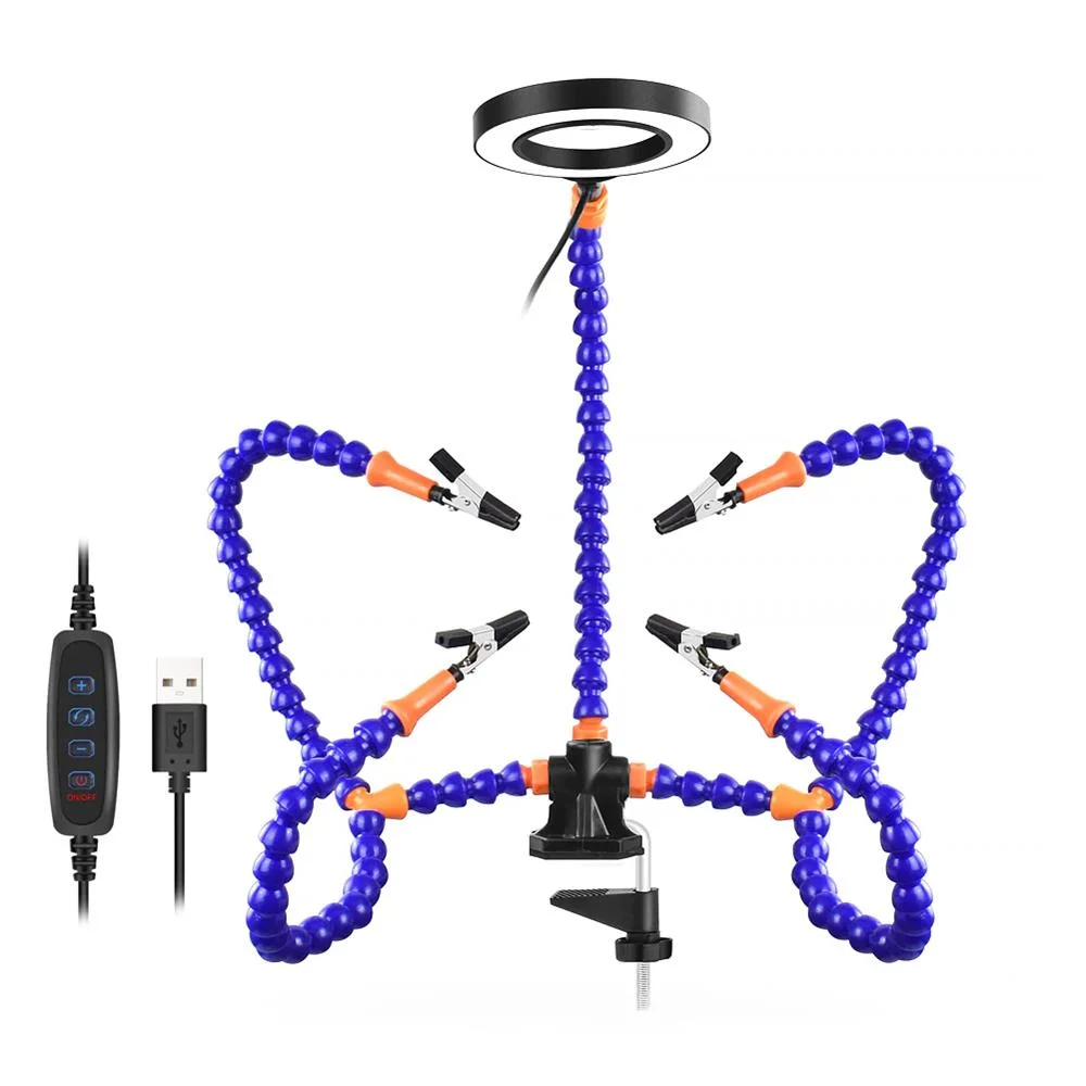 Soporte Pistola Soldadura 4 Manos Con LED Azul Ne.