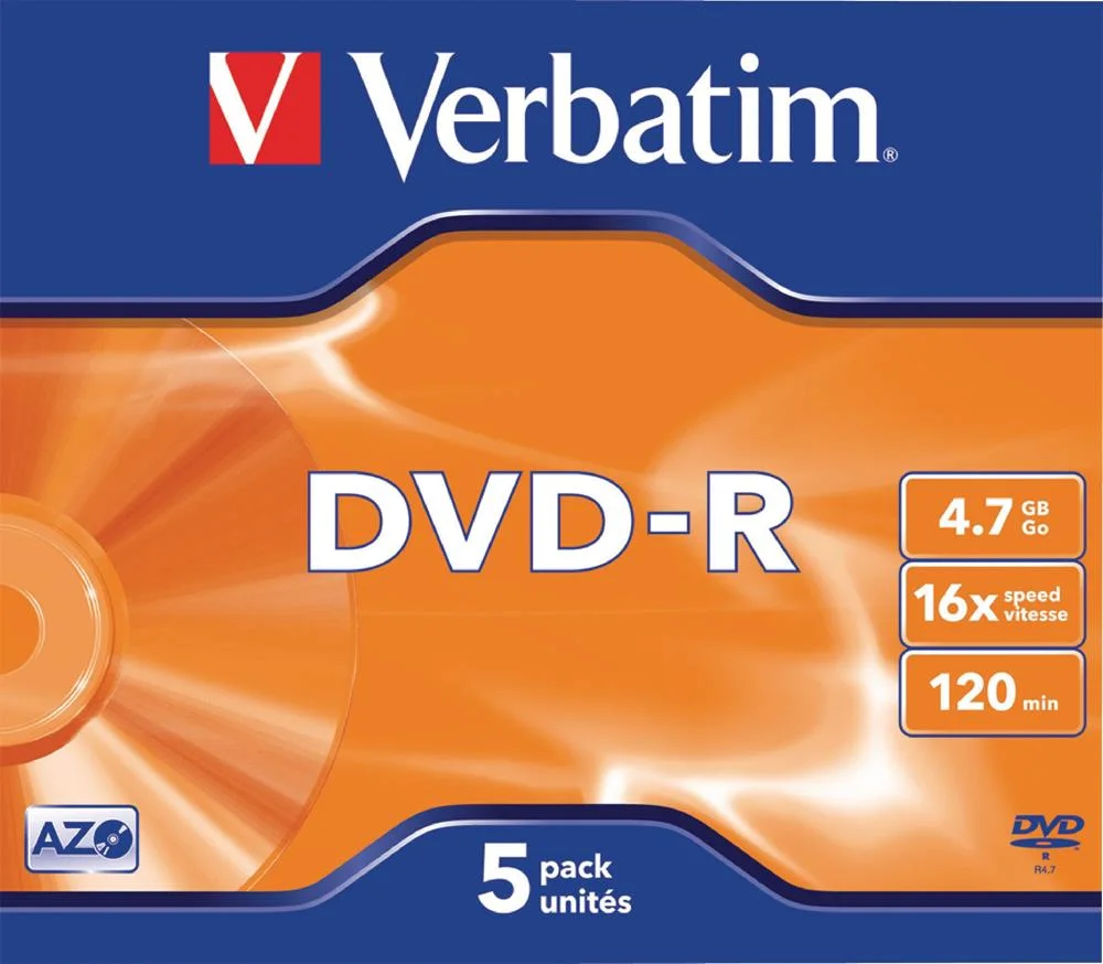 DVD-R 4,7 GB 16x Matt Silver 5 unidades em estojo.