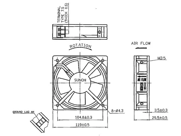 Ventilador Sunon Manga 230 Vac 120 X 120 X 25