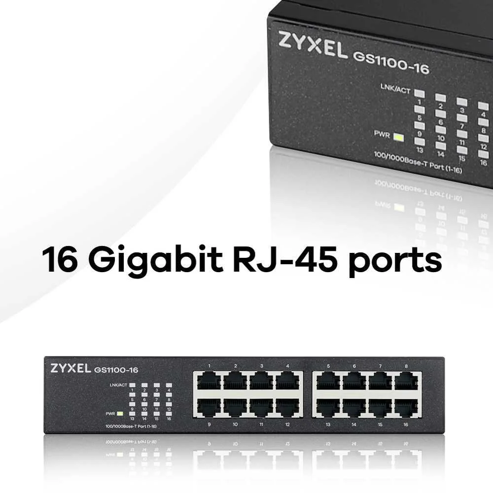 Switch Unmanaged 16 Portas Gigabit Ethernet 10/100/1000 - Zyxel