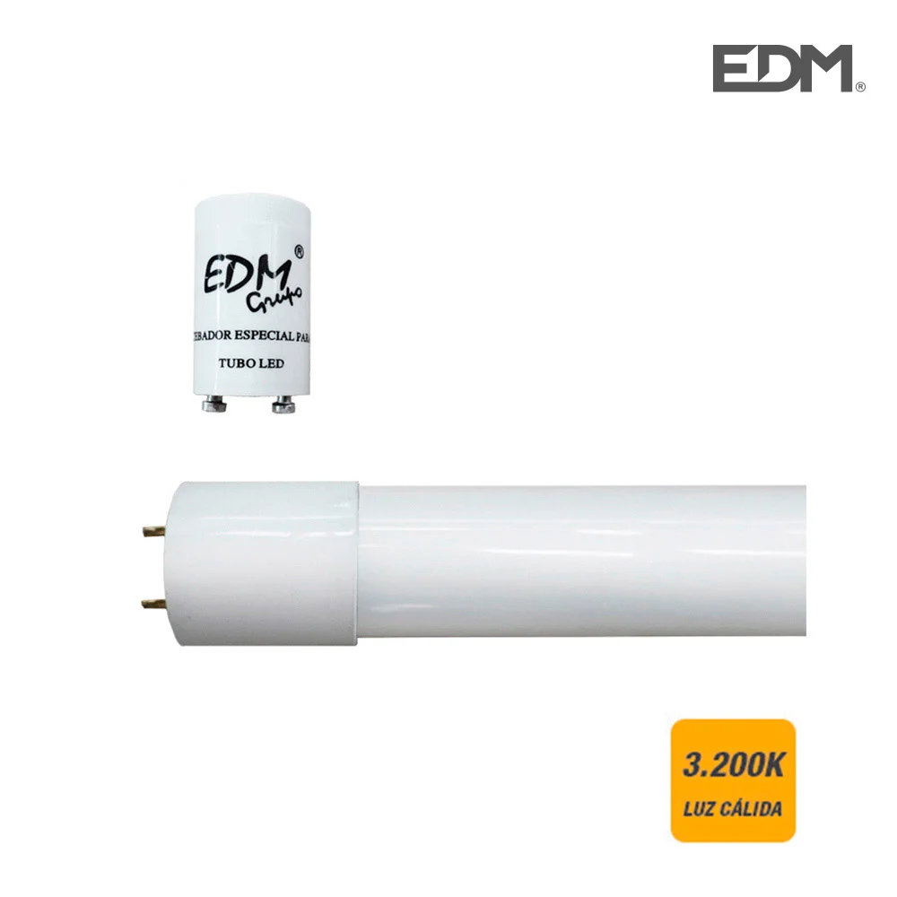 Tubo LED T8 9w 850lm 3000k Luz Quente (Eq.18w) &Oslash;2,6x60cm Edm