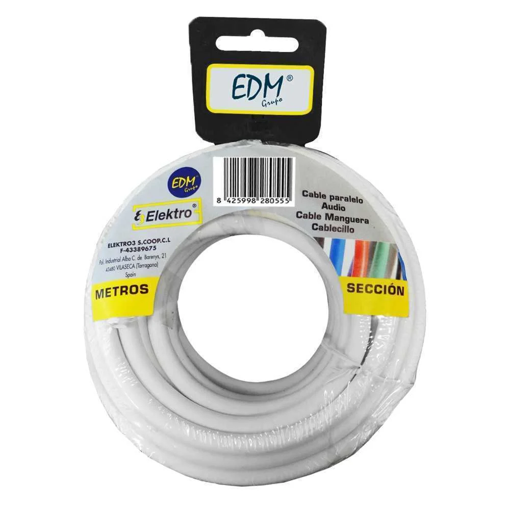Rolo de Cabo Paralelo 2x0,75mm Branco 25mts (&Aacute;udi.