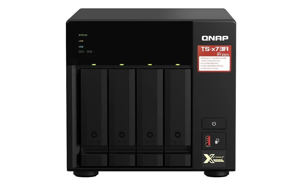 Nas Ts-473a 4 Bay Tower Ethernet Lan Amd Ryzen Embedded V1500b 8gb Ddr4 Preto - Qnap