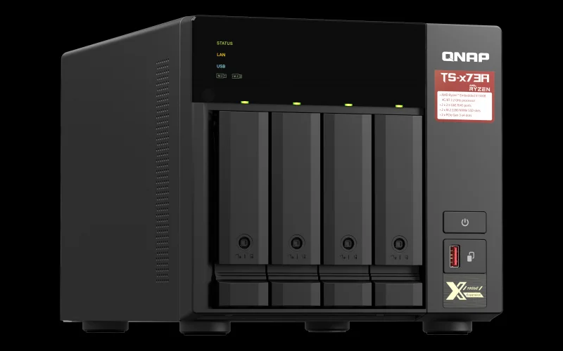 Nas Ts-473a 4 Bay Tower Ethernet Lan Amd Ryzen Embedded V1500b 8gb Ddr4 Preto - Qnap