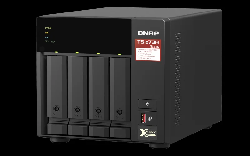 Nas Ts-473a 4 Bay Tower Ethernet Lan Amd Ryzen Embedded V1500b 8gb Ddr4 Preto - Qnap