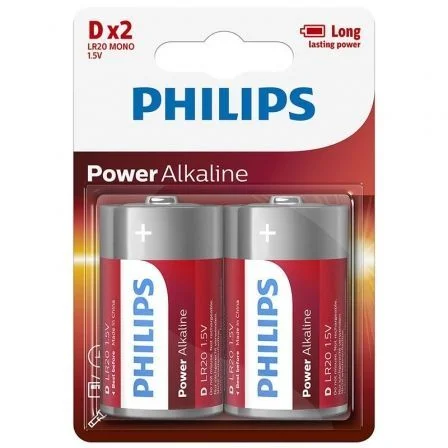 Pack De 2 Pilhas D Philips 1.5v/ Alcalinas