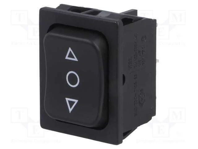 Rocker, Dp3t, Pos: 3, (On)-Off-(On), 6a/250vac, Preto, Ip40, 100mo