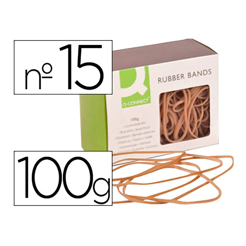 El&aacute;sticos Q-Connect 100gr. N&ordm;15 150x2mm