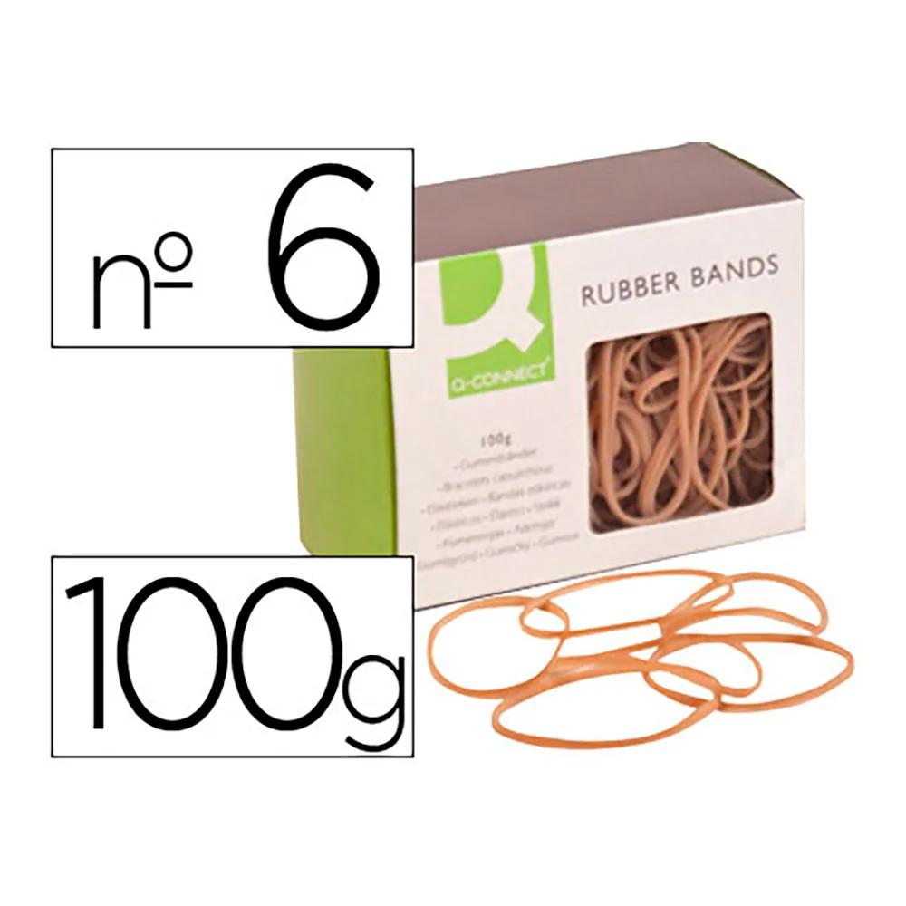 El&aacute;sticos Q-Connect 100g. N&deg;6 60x2mm
