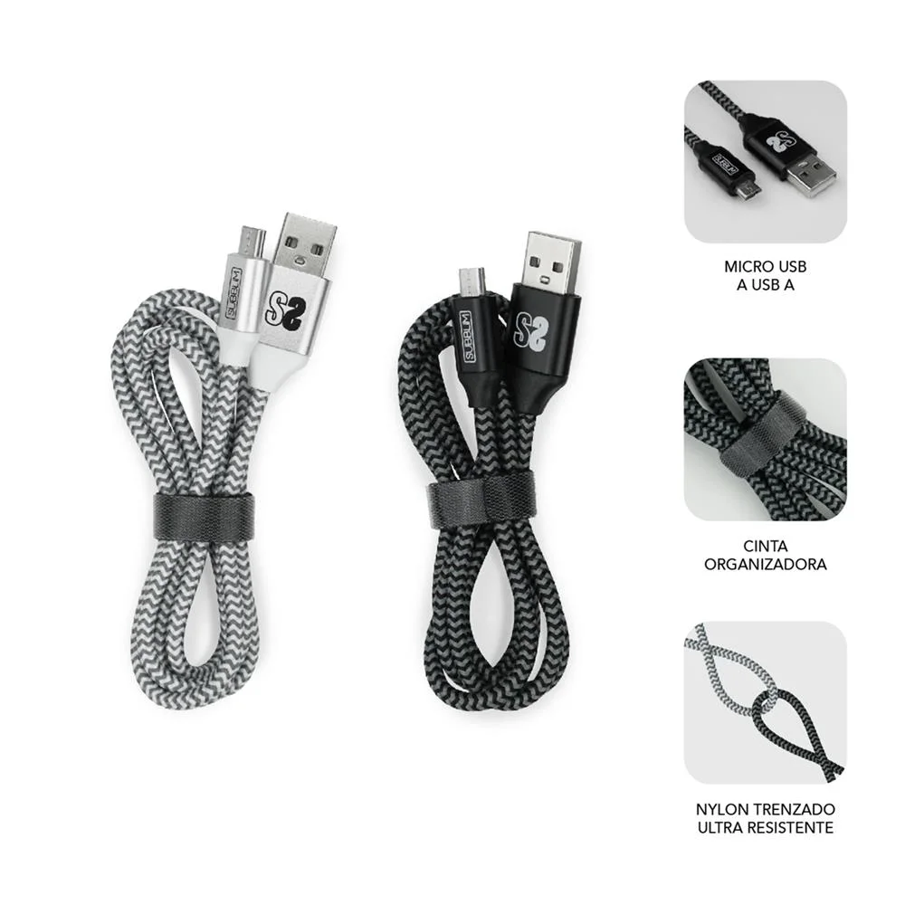 Pack 2 Cabos Subblim Usb - Micro Usb (2.4a) 1m