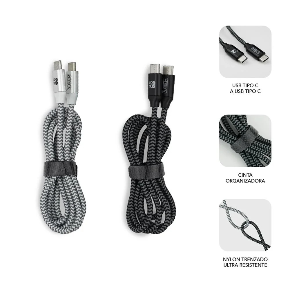 Pack 2 Cabos Subblim Usb-C - Usb-C 1m