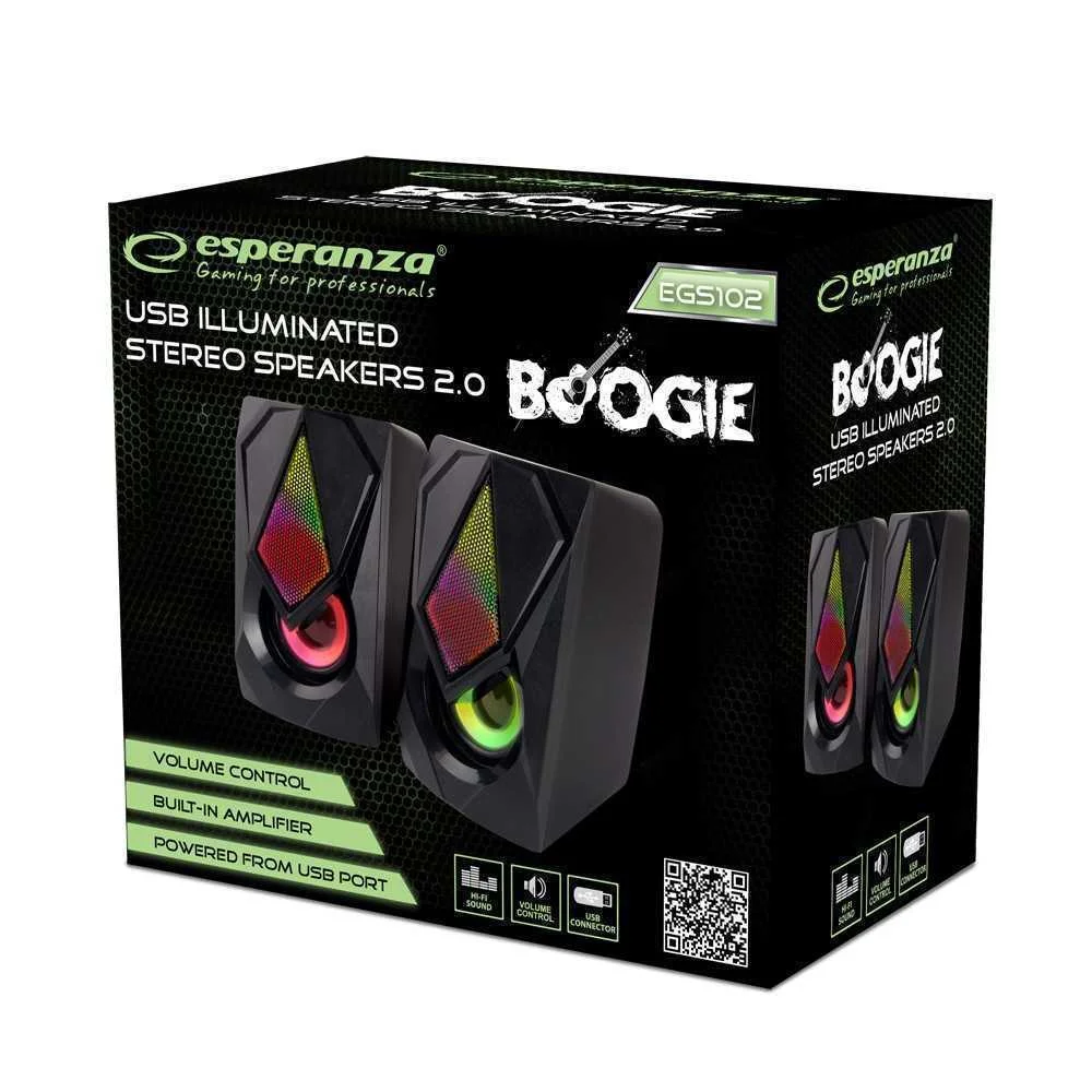 Altavoces 2.0 Rainbow Boogie 5w LED (Negro)