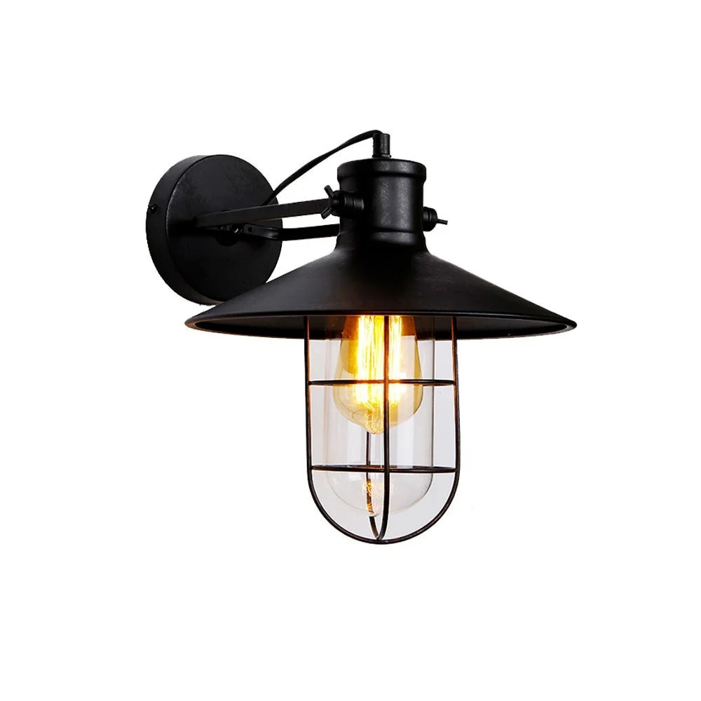 Aplique de Parede Met&aacute;lica Vintage E27 60w Cor Preta &Oslash;32x37x27,5cm Edm