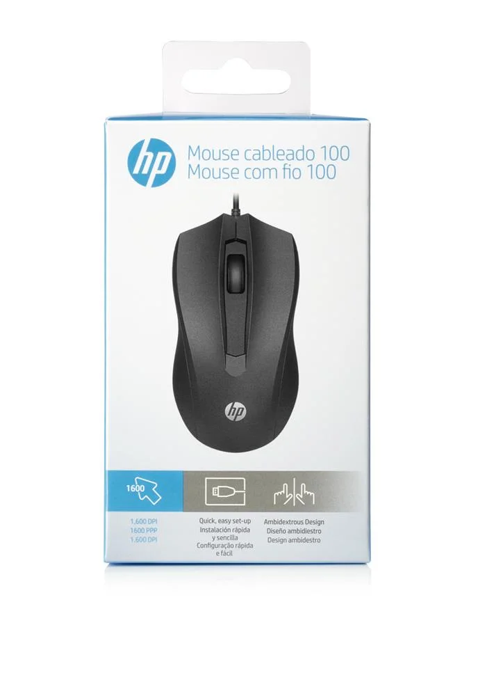 Rato Hp Rat&oacute;n Con Cable Hp 100 Preto 