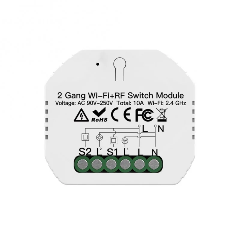 M&oacute;dulo 2 Canais On/off Rf 433mhz + Wifi