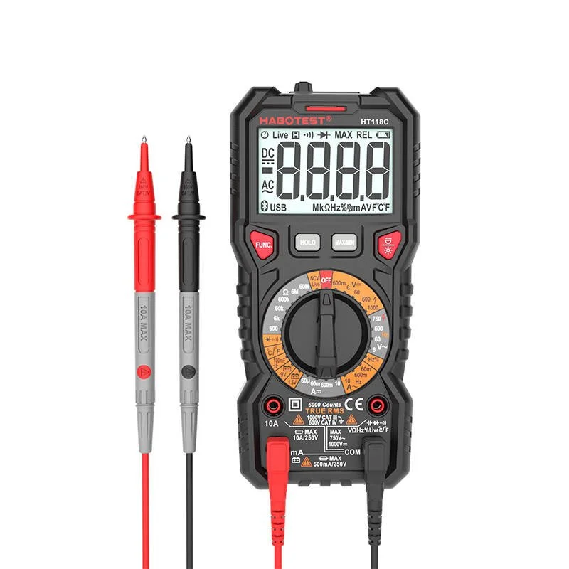Digit&aacute;ln&iacute; Multimetr Se Sv&iacute;tilnou Habotest Ht118c, True Rms, Ncv, Testov&aacute;n&iacute; Bateri&iacute;