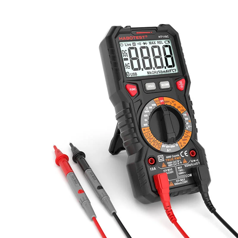 Digit&aacute;ln&iacute; Multimetr Se Sv&iacute;tilnou Habotest Ht118c, True Rms, Ncv, Testov&aacute;n&iacute; Bateri&iacute;