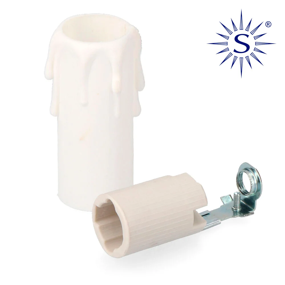 Casquilho E14 + Vela Curta Porcelana (Embalado) 44120