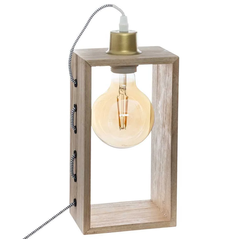 Lampada Retangular de Madeira E27. Medidas: 28x14.