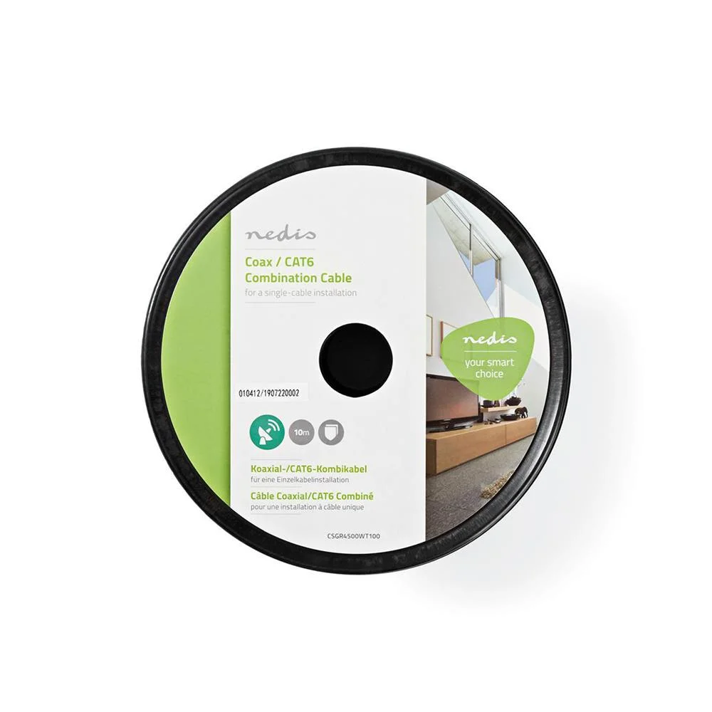 Bobine Cabo Duplo Coaxial RG58 / CAT6 10m - NEDIS